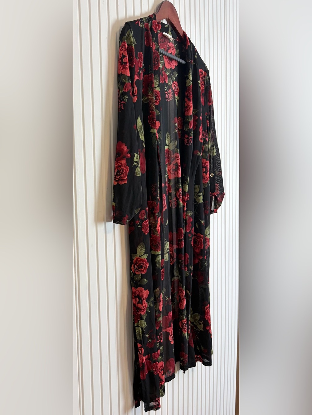 Ember Whimsigoth Duster L Mesh Sheer Roses Dark Romantic Goth Witchy Floral